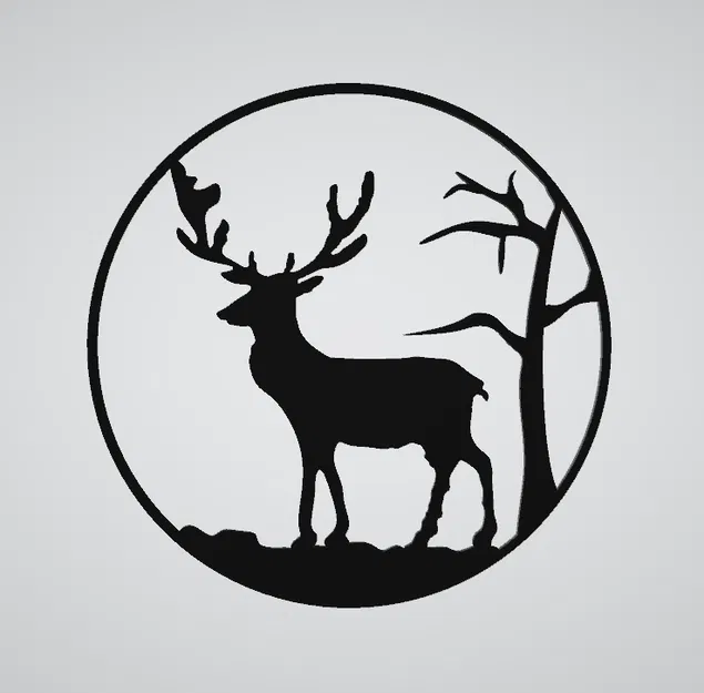 Tranh Hươu Nai Silhouette Treo Tường Nghệ Thuật - Mẫu In 3D Đẹp - Image 1