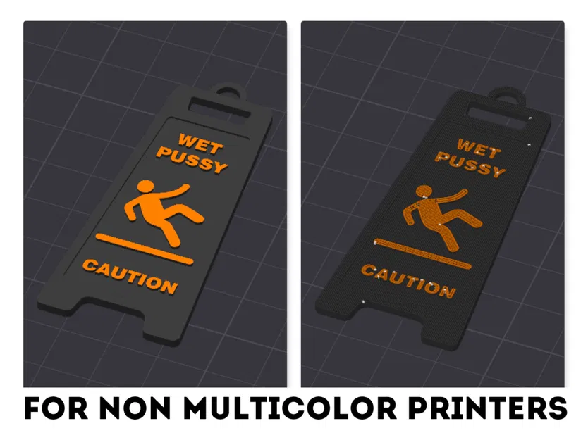 “Caution! Wet Pussy” - Móc khóa - Image 2