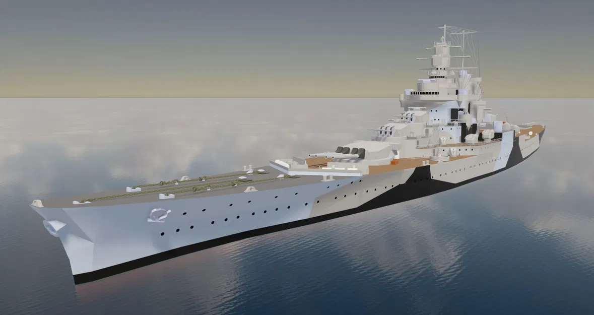 Thiết giáp hạm Pháp Gascogne WW2 (French Battleship Gascogne WW2 Warship) - Image 1