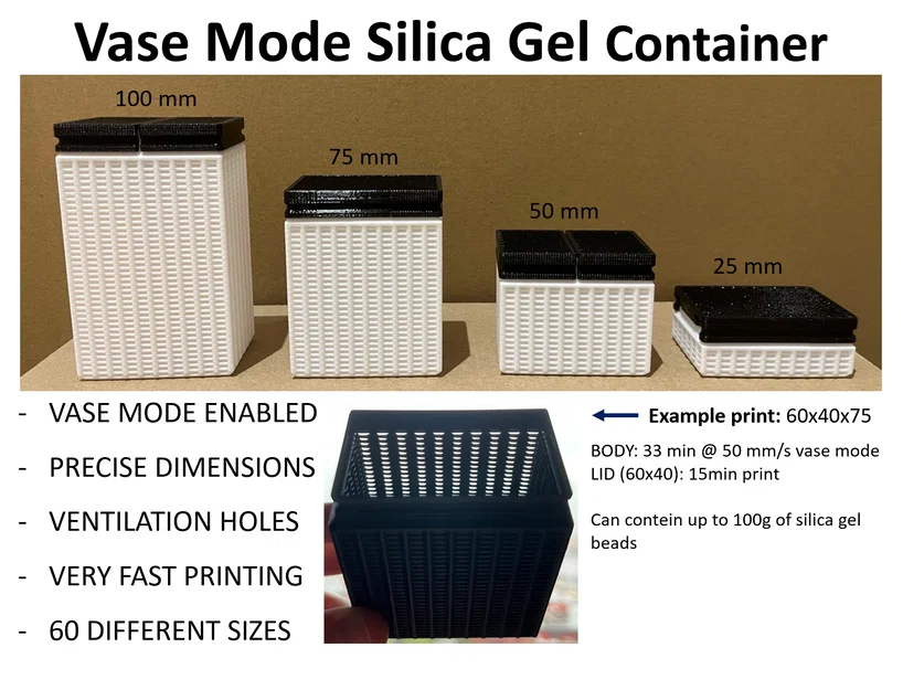 Hộp Silica Gel dạng lăng trụ (Vase Mode) – In siêu nhanh - Image 1