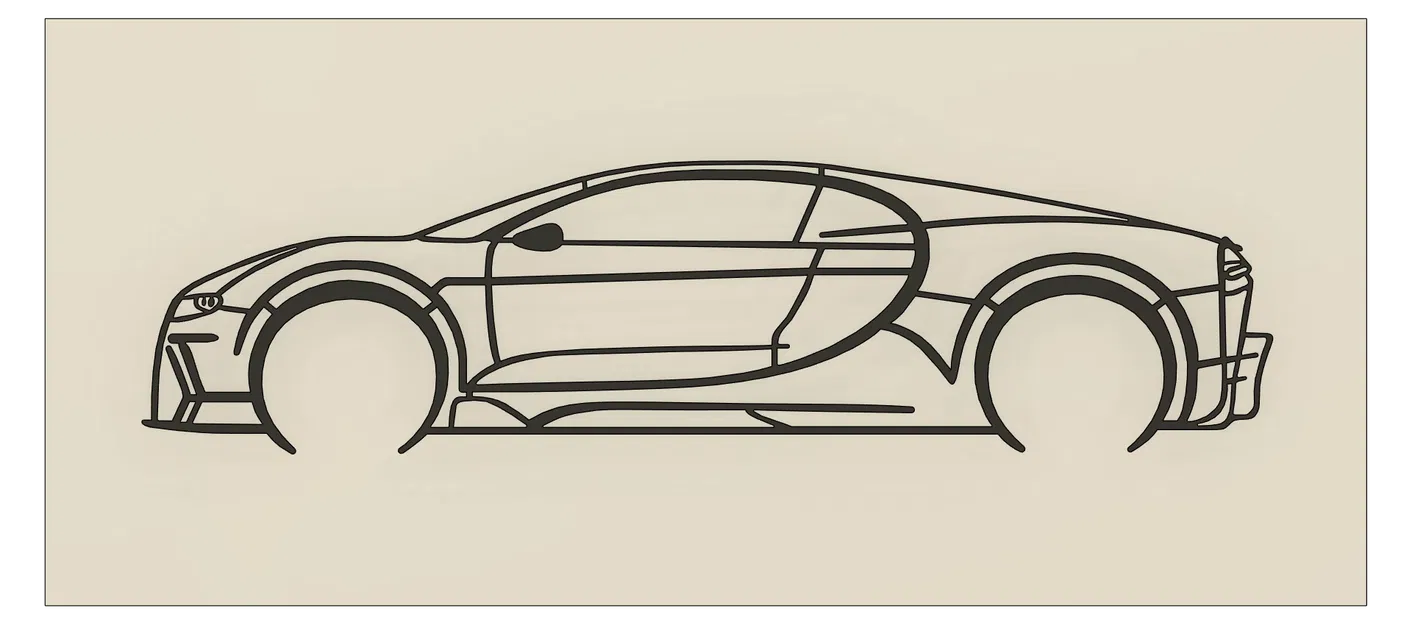 Nghệ thuật treo tường Silhouette Bugatti Chiron - Mô hình 3D xe hơi - Image 1