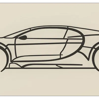 Nghệ thuật treo tường Silhouette Bugatti Chiron - Mô hình 3D xe hơi