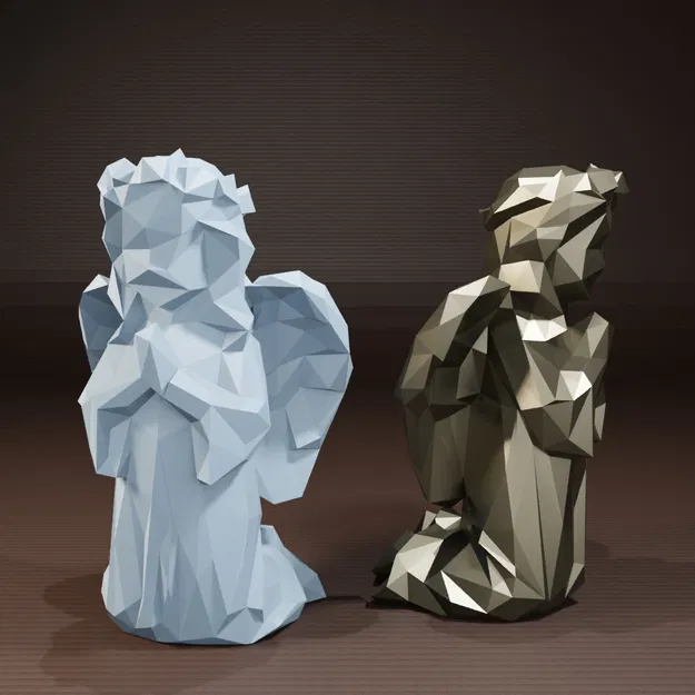 Thiên thần low poly quỳ gối - Image 1