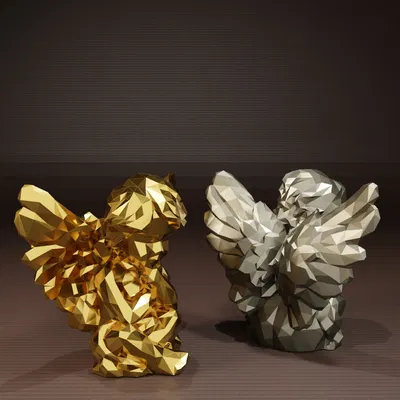 Thiên Thần Low Poly ngồi - Tượng