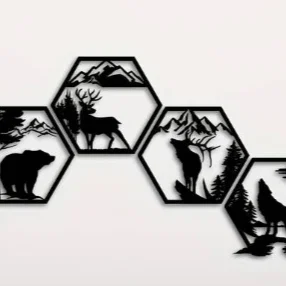 Bộ 4 Khung Trang Trí Hình Thú Rừng Độc Đáo