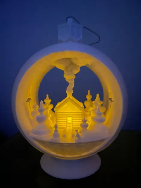 Ornament nến tuyết cầu (Snowglobe) - Cabin mùa đông - Image 1