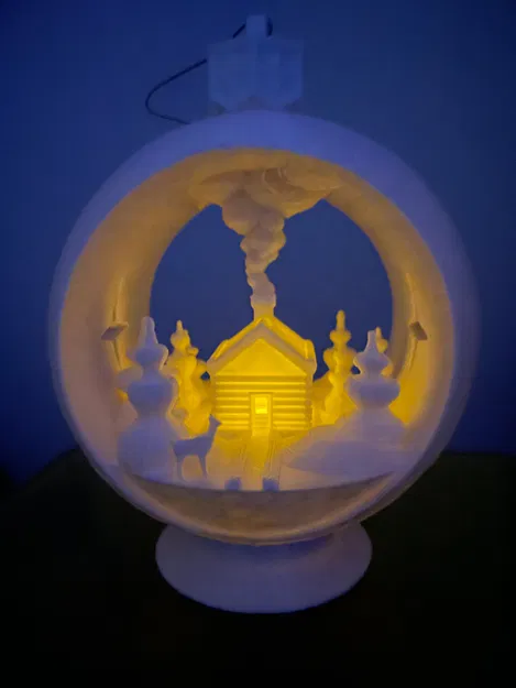 Ornament nến tuyết cầu (Snowglobe) - Cabin mùa đông - Image 2