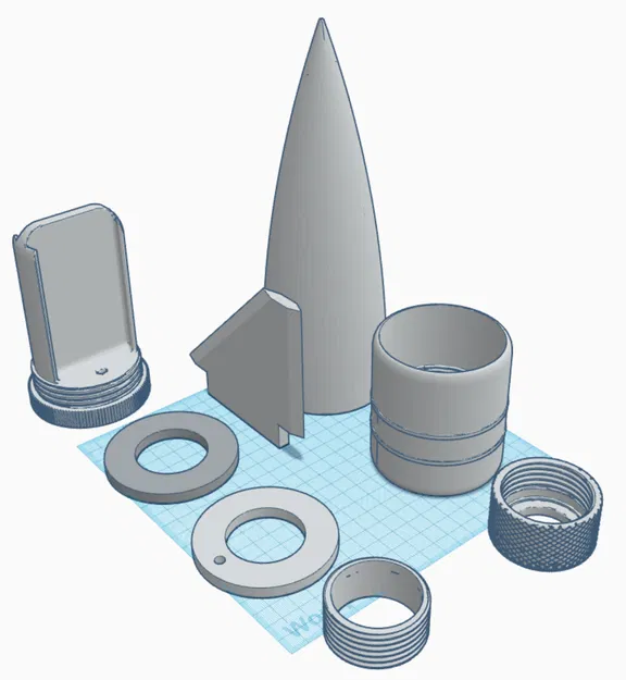 Bộ kit lắp ráp rocket Doorknob 38mm (3-in) – 3-in 38mm Doorknob Rocket Builders Kit - Image 2