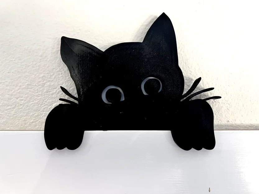 Peeking Kitty – Silhouette Mèo Con Treo Trên Khung Cửa - Image 1