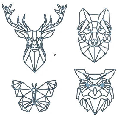 Mô hình 3D Động Vật Rừng Hình Học Trang Trí Tường