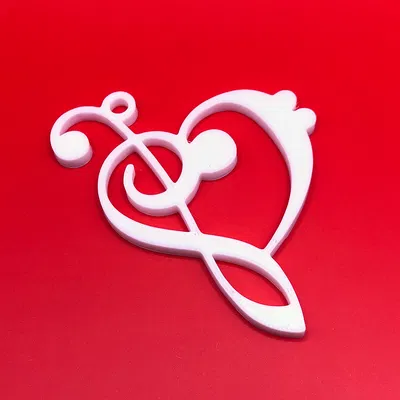 Mặt dây chuyền trái tim khóa Sol & khóa Fa (Treble & Bass Clef)