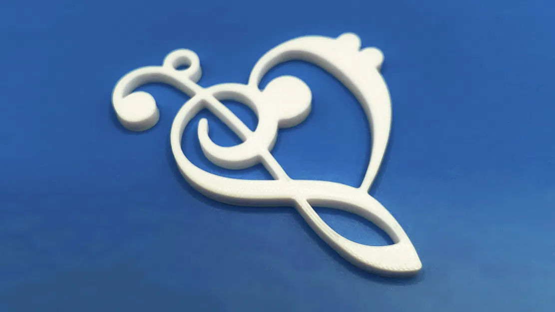 Mặt dây chuyền trái tim khóa Sol & khóa Fa (Treble & Bass Clef) - Image 2