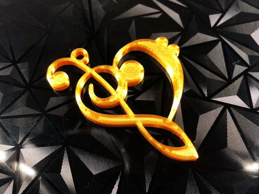 Mặt dây chuyền trái tim khóa Sol & khóa Fa (Treble & Bass Clef) - Image 3