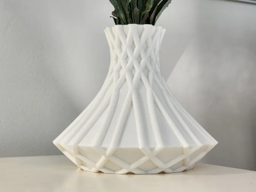 Bình Hoa Hiện Đại Cross Hatch (Không Cần Supports) - Image 5