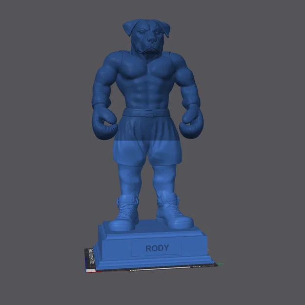 Tượng chó Rottweiler đeo găng tay boxing (High-Polygon, STL tách phần/khổ lớn) - Image 3