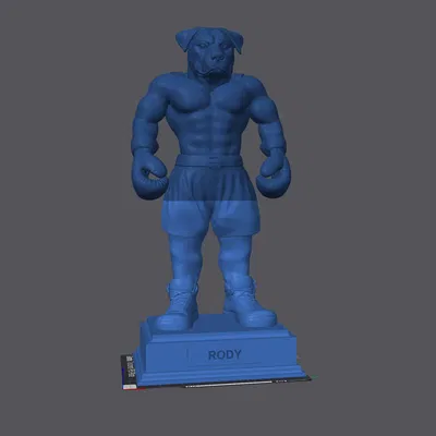 Tượng chó Rottweiler đeo găng tay boxing (High-Polygon, STL tách phần/khổ lớn)