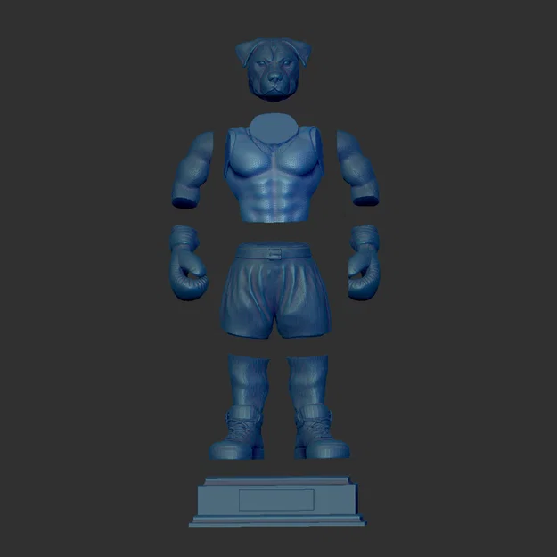 Tượng chó Rottweiler đeo găng tay boxing (High-Polygon, STL tách phần/khổ lớn) - Image 5