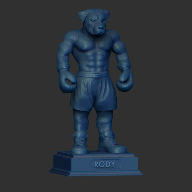 Tượng chó Rottweiler đeo găng tay boxing (High-Polygon, STL tách phần/khổ lớn) - Image 8
