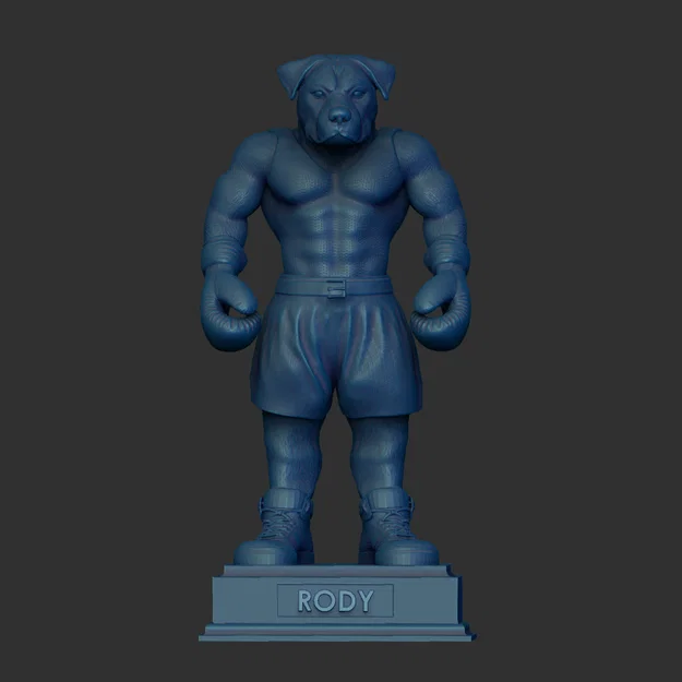 Tượng chó Rottweiler đeo găng tay boxing (High-Polygon, STL tách phần/khổ lớn) - Image 18