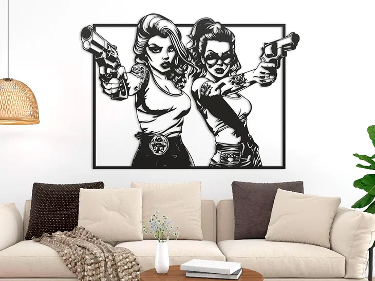 Tranh Treo Tường "Hai Cô Nàng Hầm Hố" GTA - Phong Cách Pop Art - Image 1