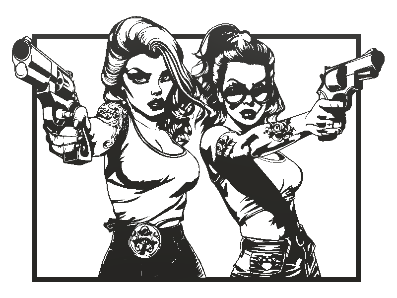 Tranh Treo Tường "Hai Cô Nàng Hầm Hố" GTA - Phong Cách Pop Art - Image 2