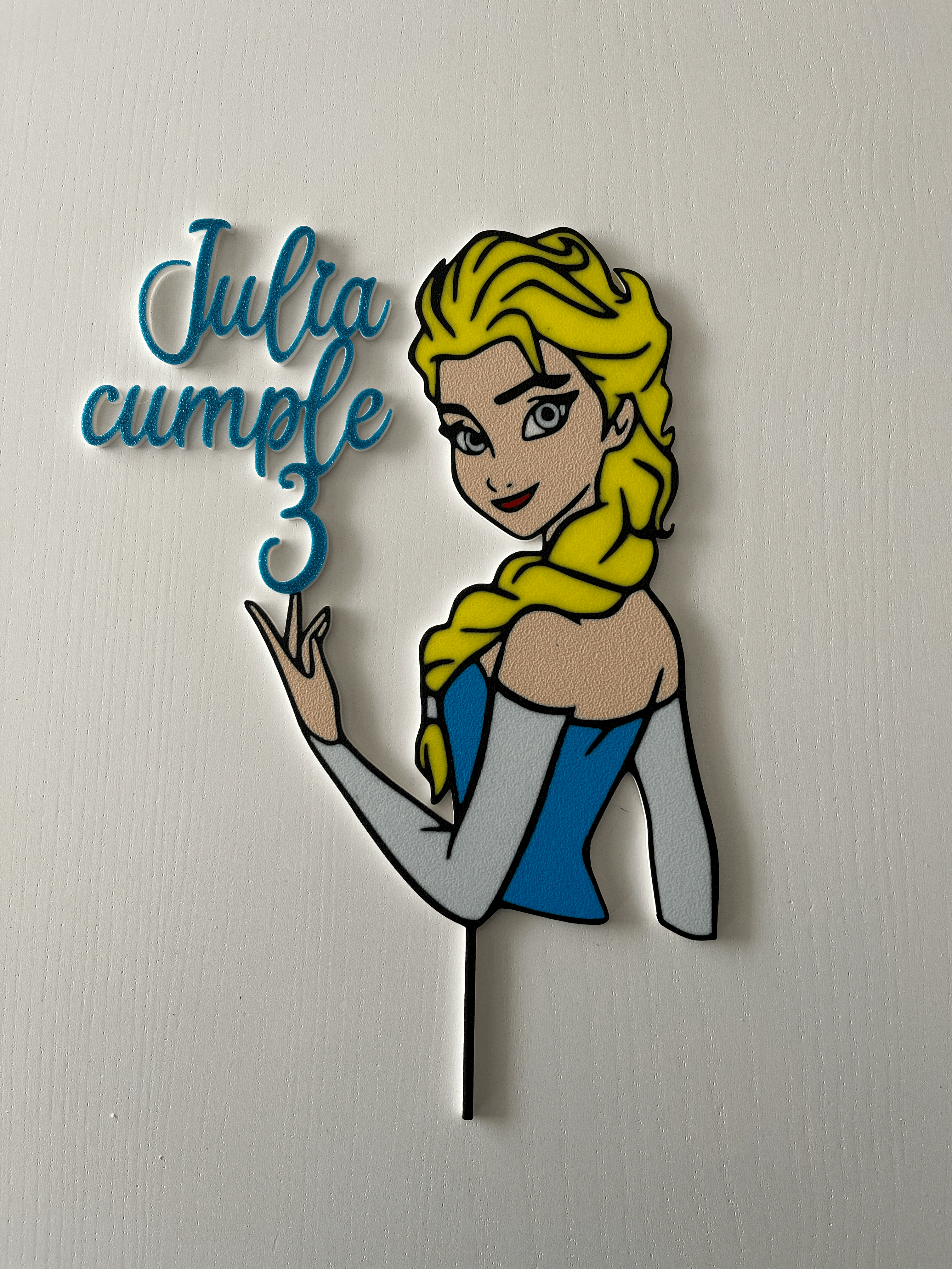 Mẫu Topper Bánh Kem Elsa Frozen 3D – Trang Trí Sinh Nhật Bé Gái