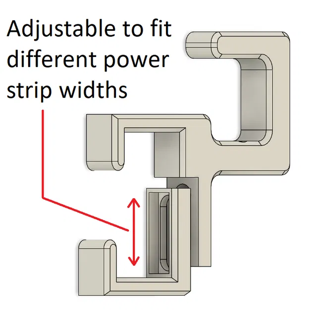 Ngàm kẹp gắn ổ cắm điện dưới bàn (Adjustable power strip clamp mount) - Image 3