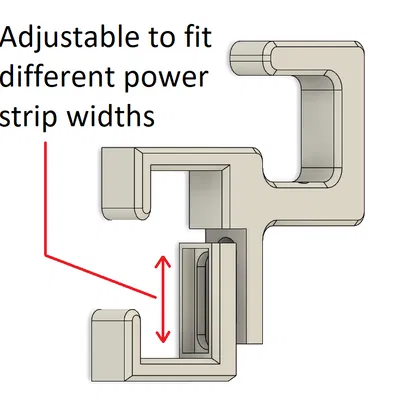 Ngàm kẹp gắn ổ cắm điện dưới bàn (Adjustable power strip clamp mount)