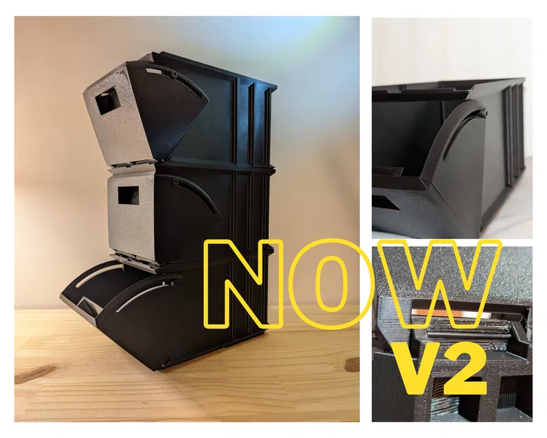 Hộp đựng đồ xếp chồng có cửa mở bên hông. Bản V2: tiết kiệm nhựa, tốn ít không gian hơn! - Image 1