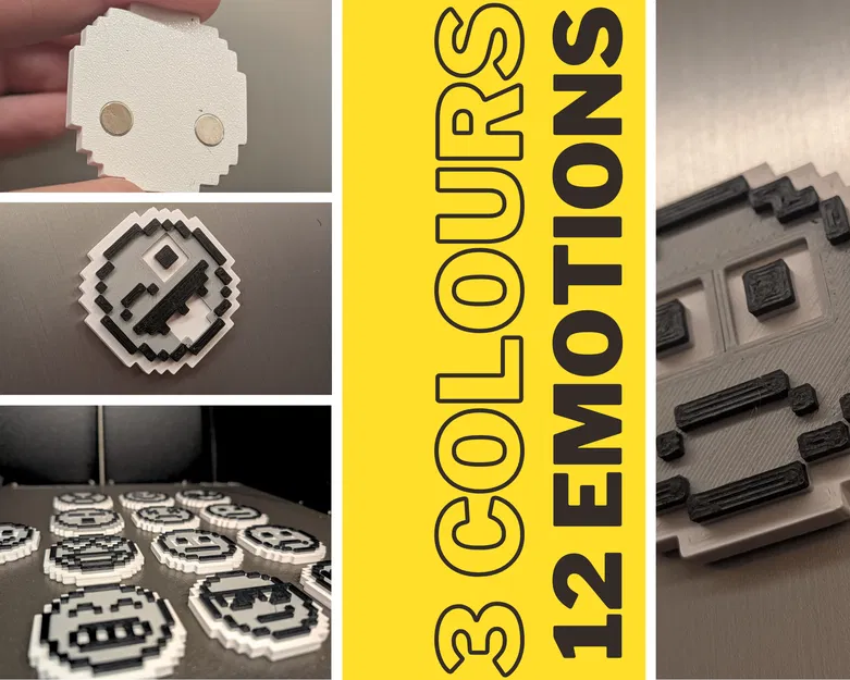 Bộ nam châm biểu tượng cảm xúc Pixel Art phong cách Retro dễ in - Image 2