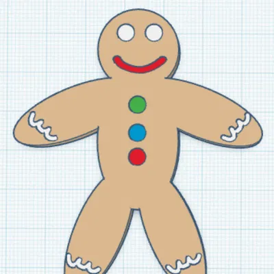Mô hình người bánh gừng Gingerbread man trang trí Giáng sinh 3D