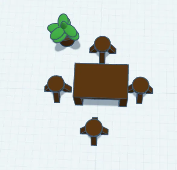 Bộ mô hình bàn ghế và chậu cây tí hon trang trí cho đồ chơi - Image 1