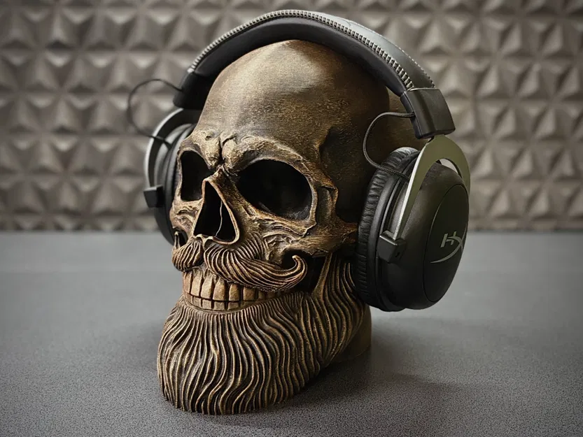 Giá treo tai nghe hình đầu lâu quý ông cực chất - File in 3D - Image 1