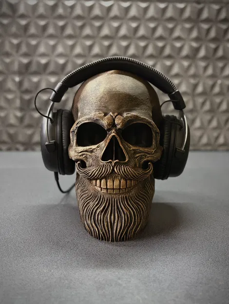 Giá treo tai nghe hình đầu lâu quý ông cực chất - File in 3D - Image 2