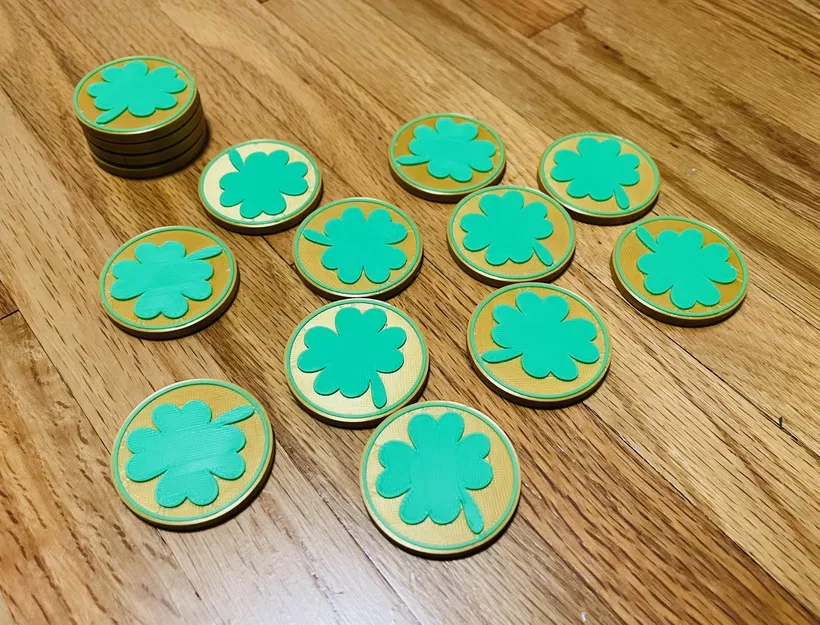 Lucky Clover Coin: In 3D đồng xu cỏ bốn lá may mắn độc đáo - Image 1