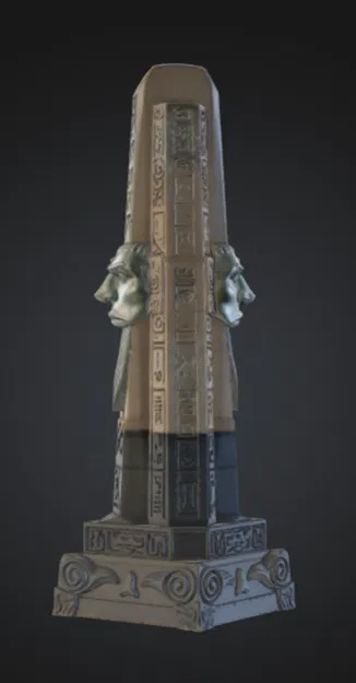 Tháp Obelisk Ai Cập Cổ Đại với Gương mặt Thần hộ mệnh – Mô hình Đền thờ Thần thoại - Image 2