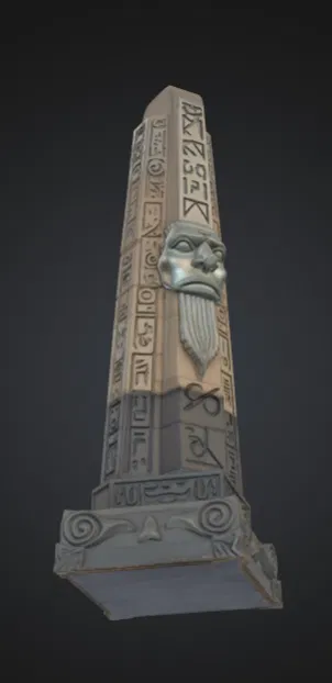 Tháp Obelisk Ai Cập Cổ Đại với Gương mặt Thần hộ mệnh – Mô hình Đền thờ Thần thoại - Image 3