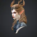 Tượng bán thân Nữ hoàng Elf với Vương miện gạc hươu - Thumbnail 2