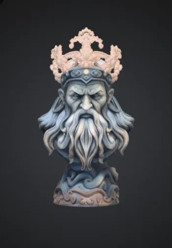 Tượng Bán Thân Vua Biển Cổ Đại Đội Vương Miện - Image 1