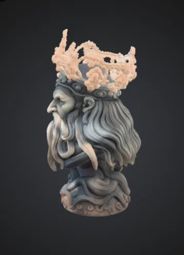 Tượng Bán Thân Vua Biển Cổ Đại Đội Vương Miện - Image 2