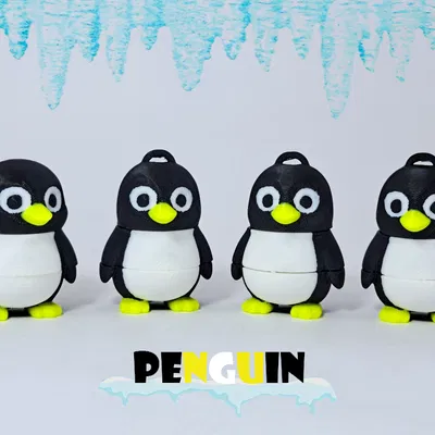 Mô hình chim cánh cụt khớp nối (Articulated Penguin) - Bản có móc khóa