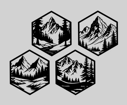 Tranh treo tường nghệ thuật hình lục giác núi non - v2 - Image 2