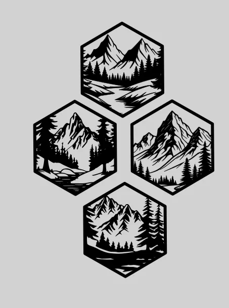 Tranh treo tường nghệ thuật hình lục giác núi non - v2 - Image 3