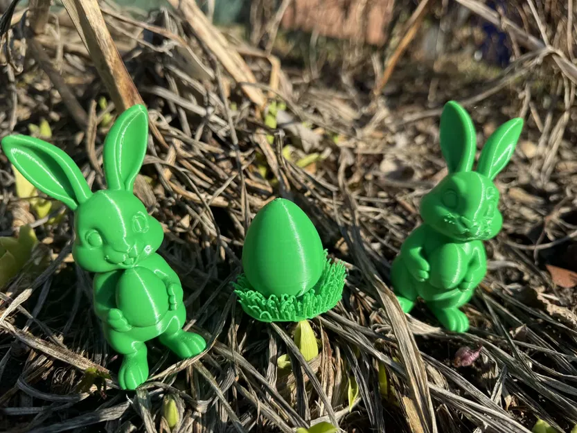 Mô hình thỏ và trứng Phục sinh trên thảm cỏ - Image 3