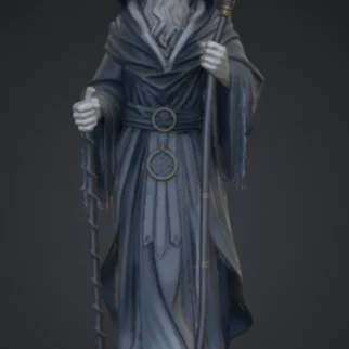 Tượng Pháp sư Cổ đại Đội mũ trùm với Cây gậy phép – Mô hình Wizard Fantasy