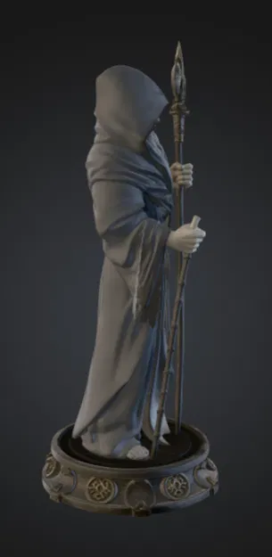 Tượng Pháp sư Cổ đại Đội mũ trùm với Cây gậy phép – Mô hình Wizard Fantasy - Image 2