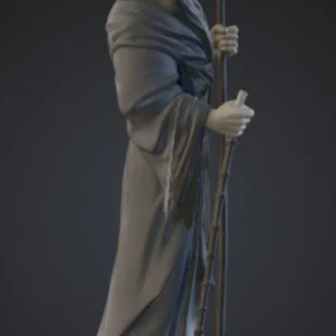 Tượng Pháp sư Cổ đại Đội mũ trùm với Cây gậy phép – Mô hình Wizard Fantasy