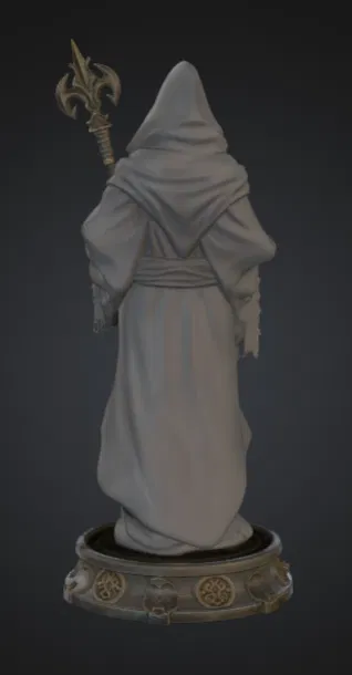 Tượng Pháp sư Cổ đại Đội mũ trùm với Cây gậy phép – Mô hình Wizard Fantasy - Image 3