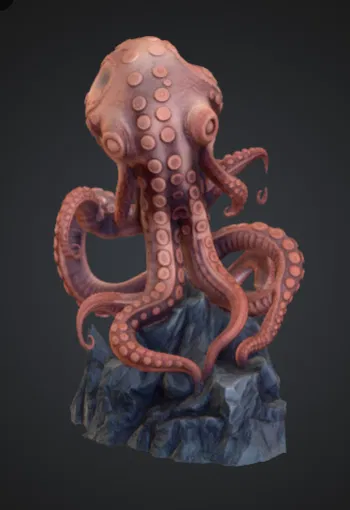 Tượng Bạch Tuộc Kraken Khổng Lồ Trên Đá – Quái Vật Đại Dương - Image 1