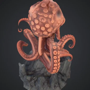 Tượng Bạch Tuộc Kraken Khổng Lồ Trên Đá – Quái Vật Đại Dương